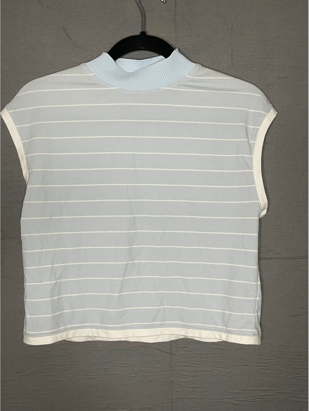 CALIA Women’s Striped Ribbed Mock Neck Cropped Tank Top Size small